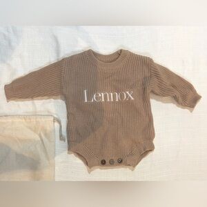 Lennox Knit Baby Onesie in Brown With Dust Bag